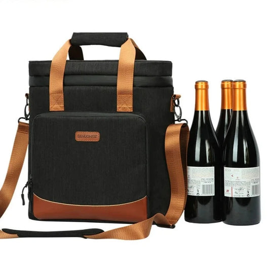 Leather Wine Cooler Travel Bag