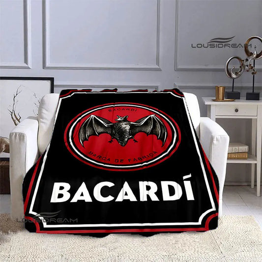 bacardi wine logo print blanket children warm beautiful flannel soft and comfortable home travel blanket birthday gift
