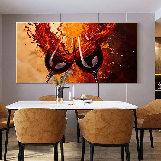 Abstract Red Wine Cups Decorative Painting Canvas Prints for Living Room Home Decor Glasses Posters Modern Wall Art Pictures