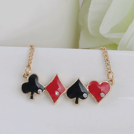 Chain Necklace Infinity Love Quinn Poker Heart Spade Club Charm Red Black Women or Men Necklace