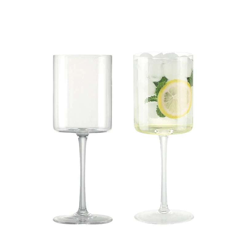 15oz Set of 2/4 Handmade Crystal Sqaure Wine Glasses for White Red Party Beverages Juice 480ml