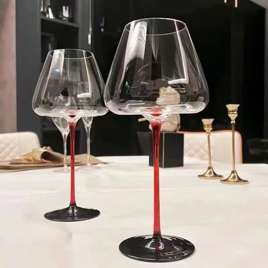 700ml Large European Wine Glass Burgundy Black Bow Tie High Value Crystal Glass Grape Champagne Glass, High Capacity