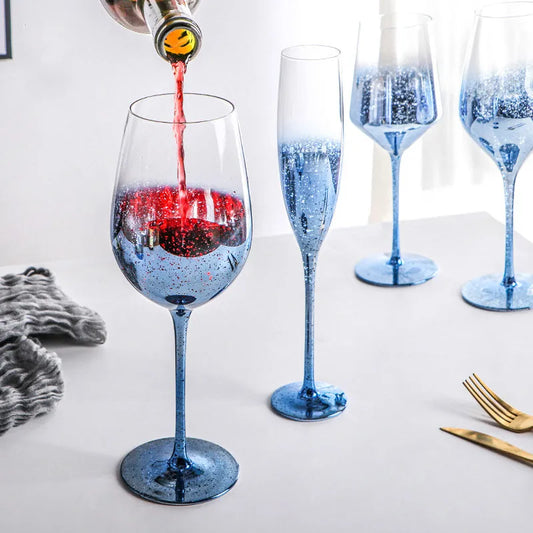 Blue Starry Wine Glass