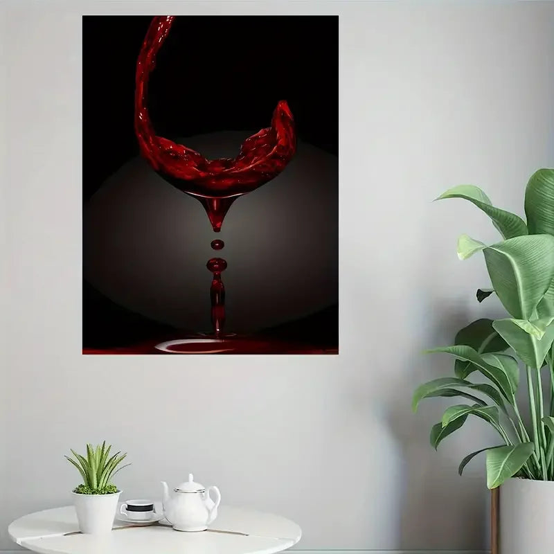 1pc Framed Modern Canvas Print Poster Red Wine Glass Wall Art  Artwork  Painting Office Wall DecorHome Decoration Unframed