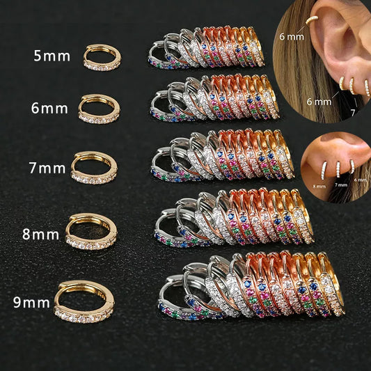 2Pcs Rainbow Little Huggies Stainless Steel Hoop Earrings Girl Tiny Rings Cartilage Small Helix Piercing Tragus Circle Men Hoops