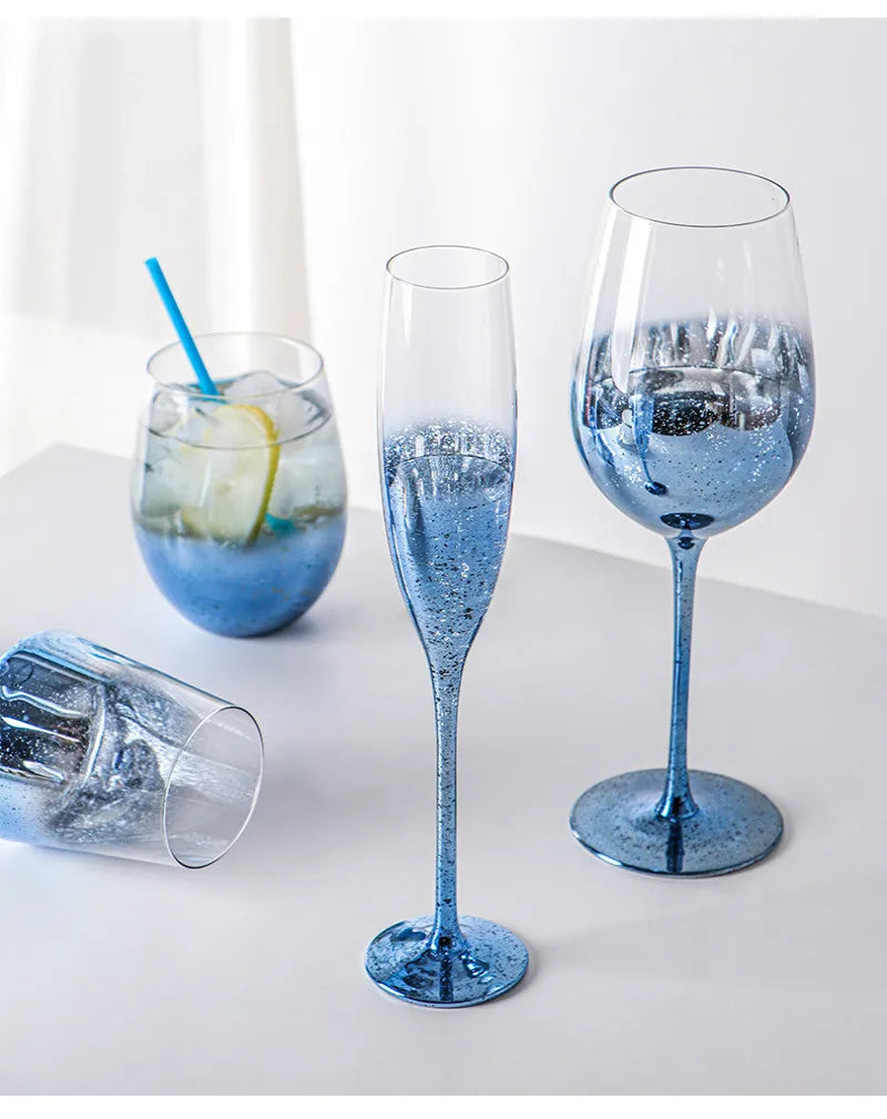 Blue Starry Wine Glass